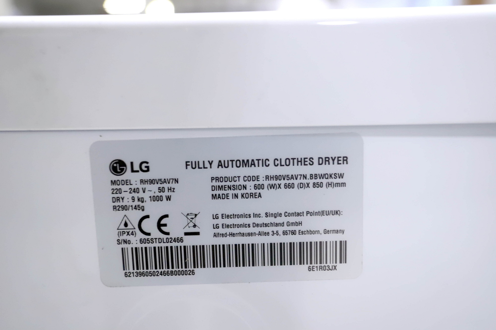LG RH90V5AV7N -lämpöpumppukuivausrumpu, 9 kg – käyttämätön - Image 14