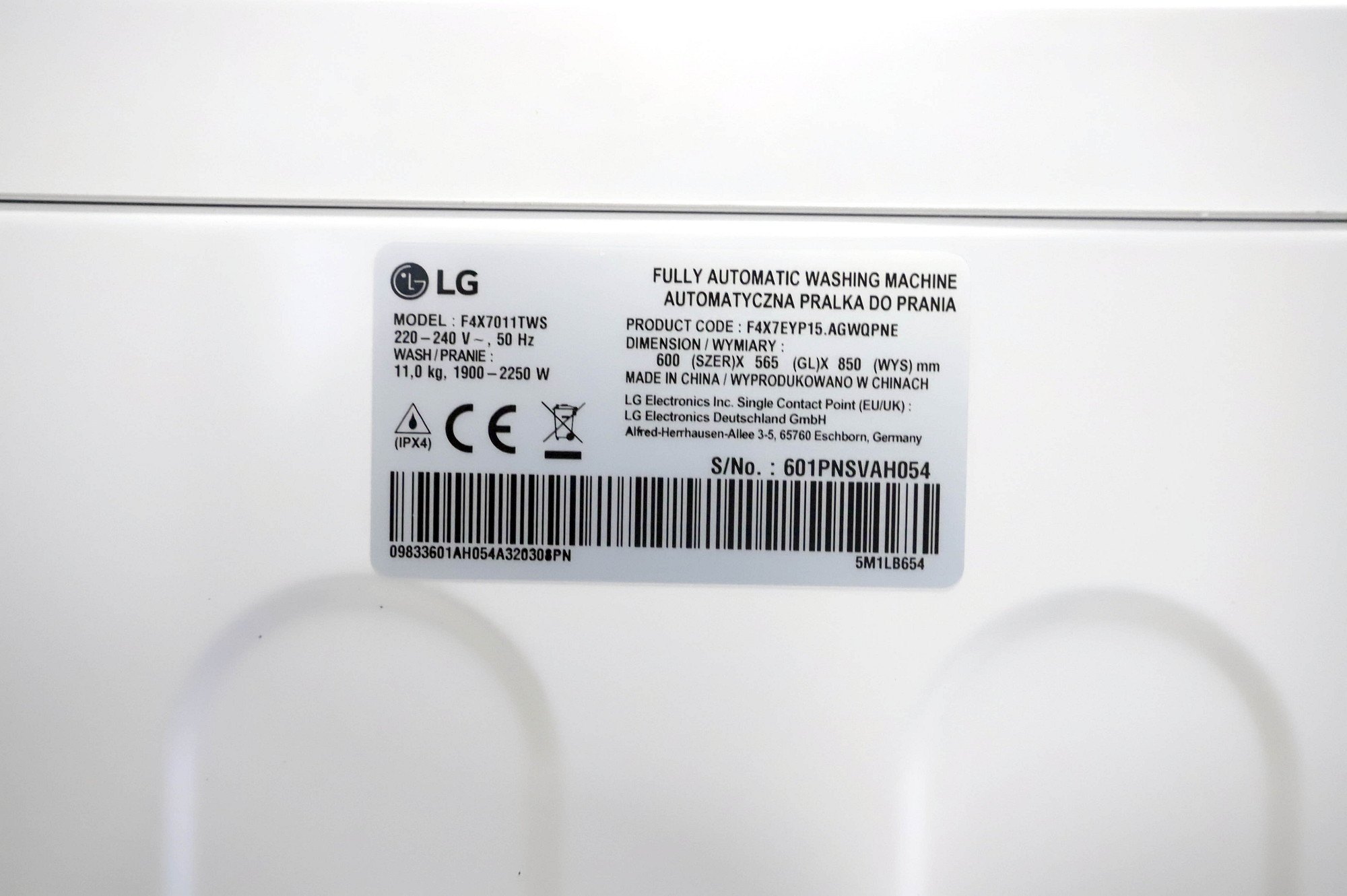 LG F4X7011TWS pyykinpesukone 11 kg, valkoinen – käyttämätön